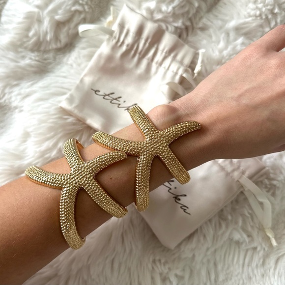 Ettika Gold Starfish Open Cuff Bracelet - Picture 2 of 3